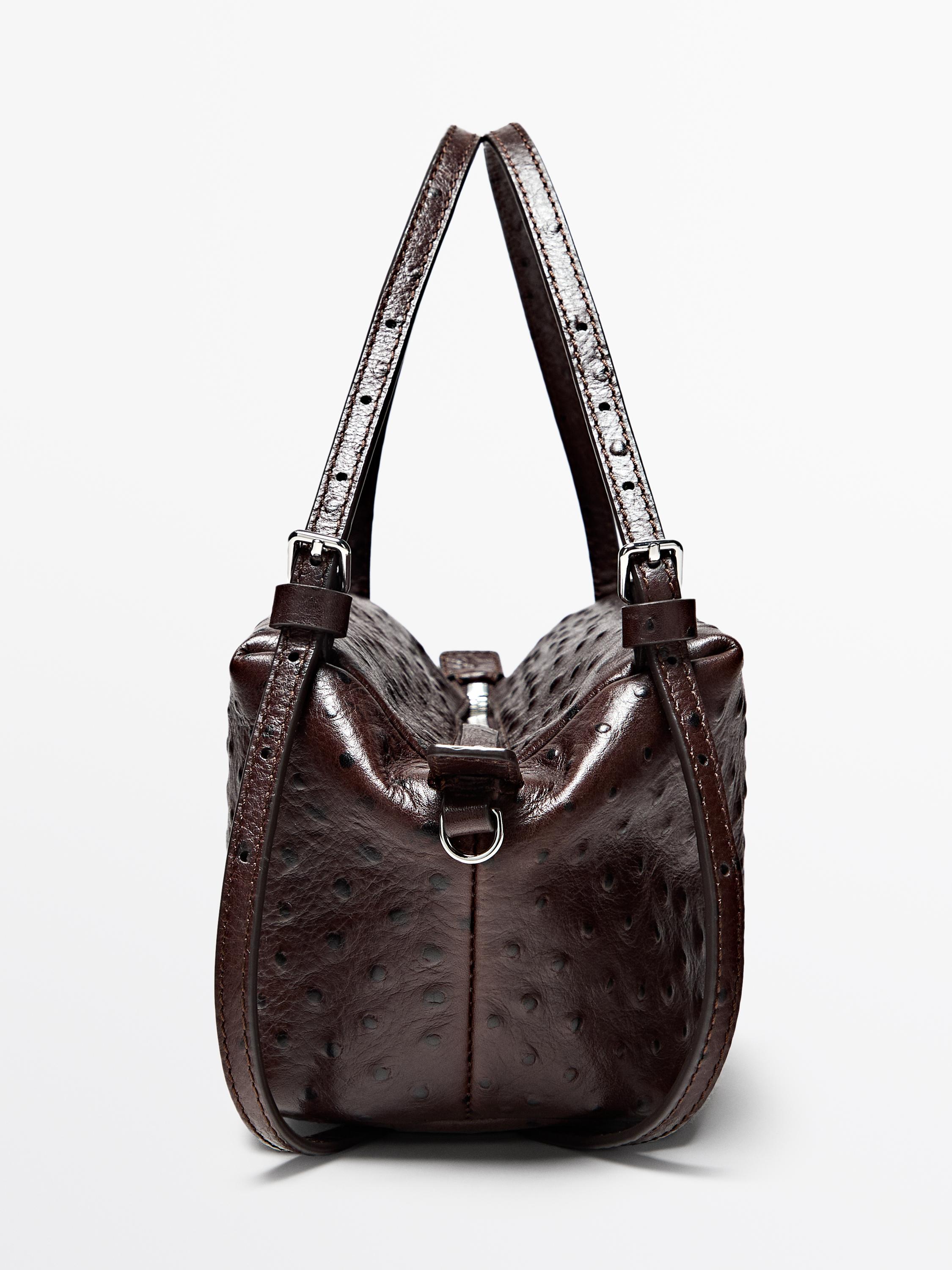 Textured leather mini satchel bag